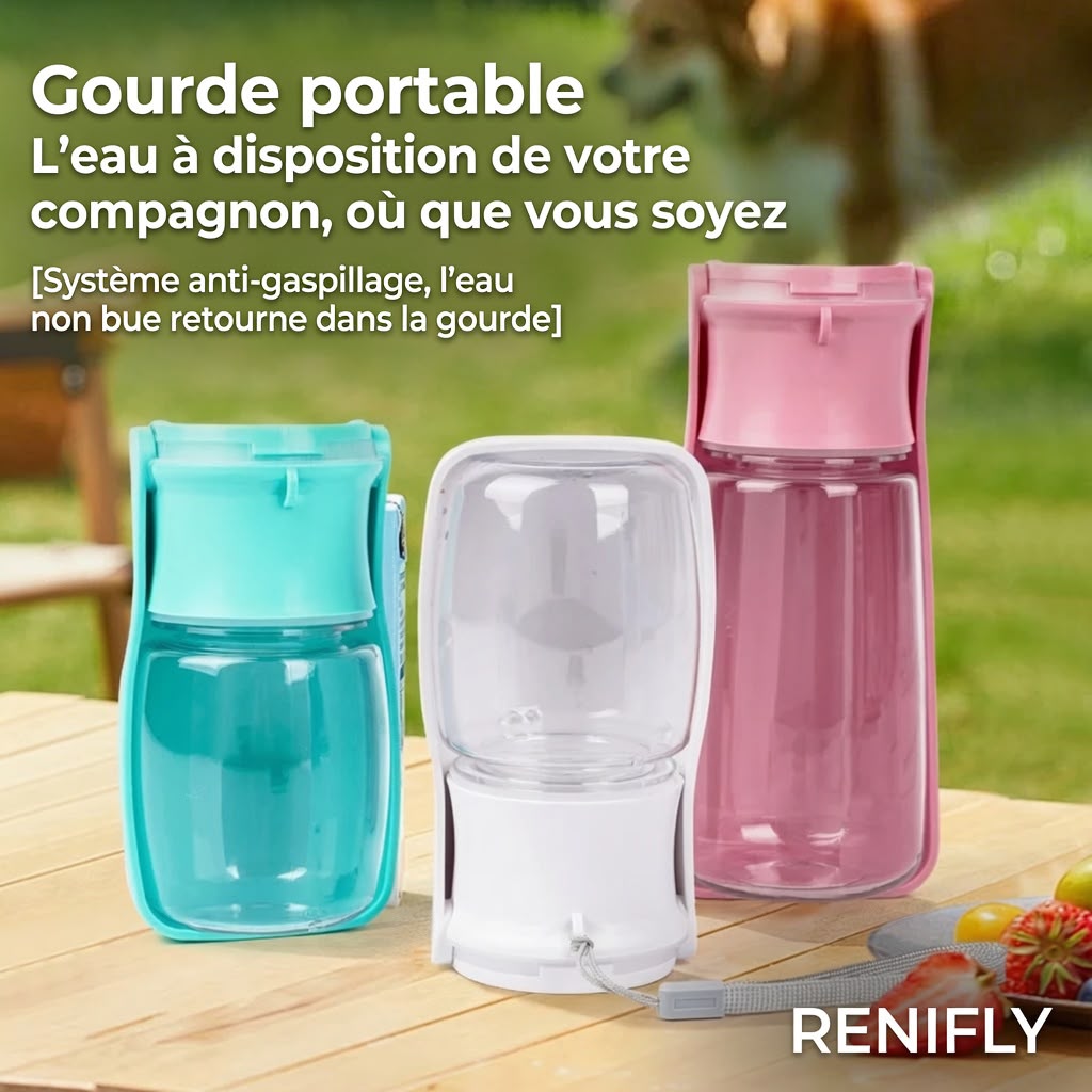 Gourde pliable Renifly vue de face