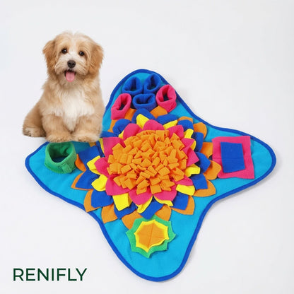 Gros plan sur les pétales en tissu du tapis de fouille Renifly